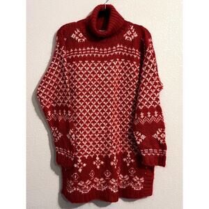 Jones of New York Wool Mohair Vintage Chrismas sweater red Turtle neck Holiday